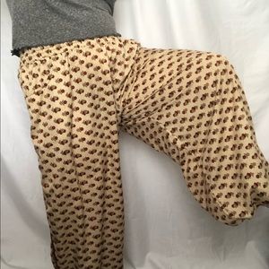 Oversized Light Beige and Burgundy Harem Pants